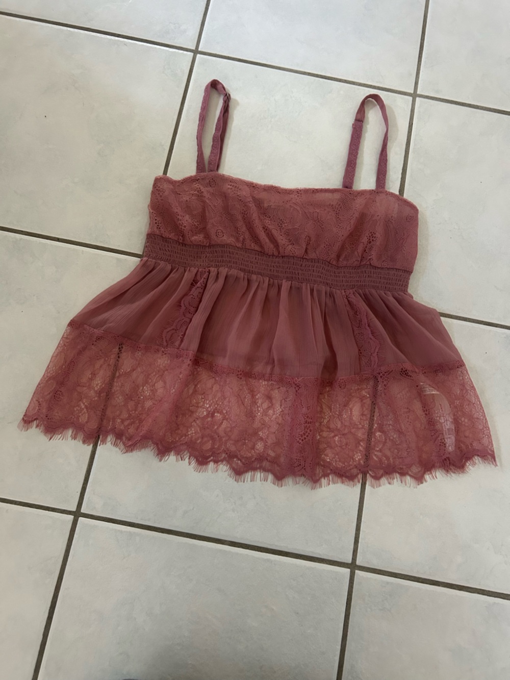 Dusty Rose Sheer Ruffled Camisole